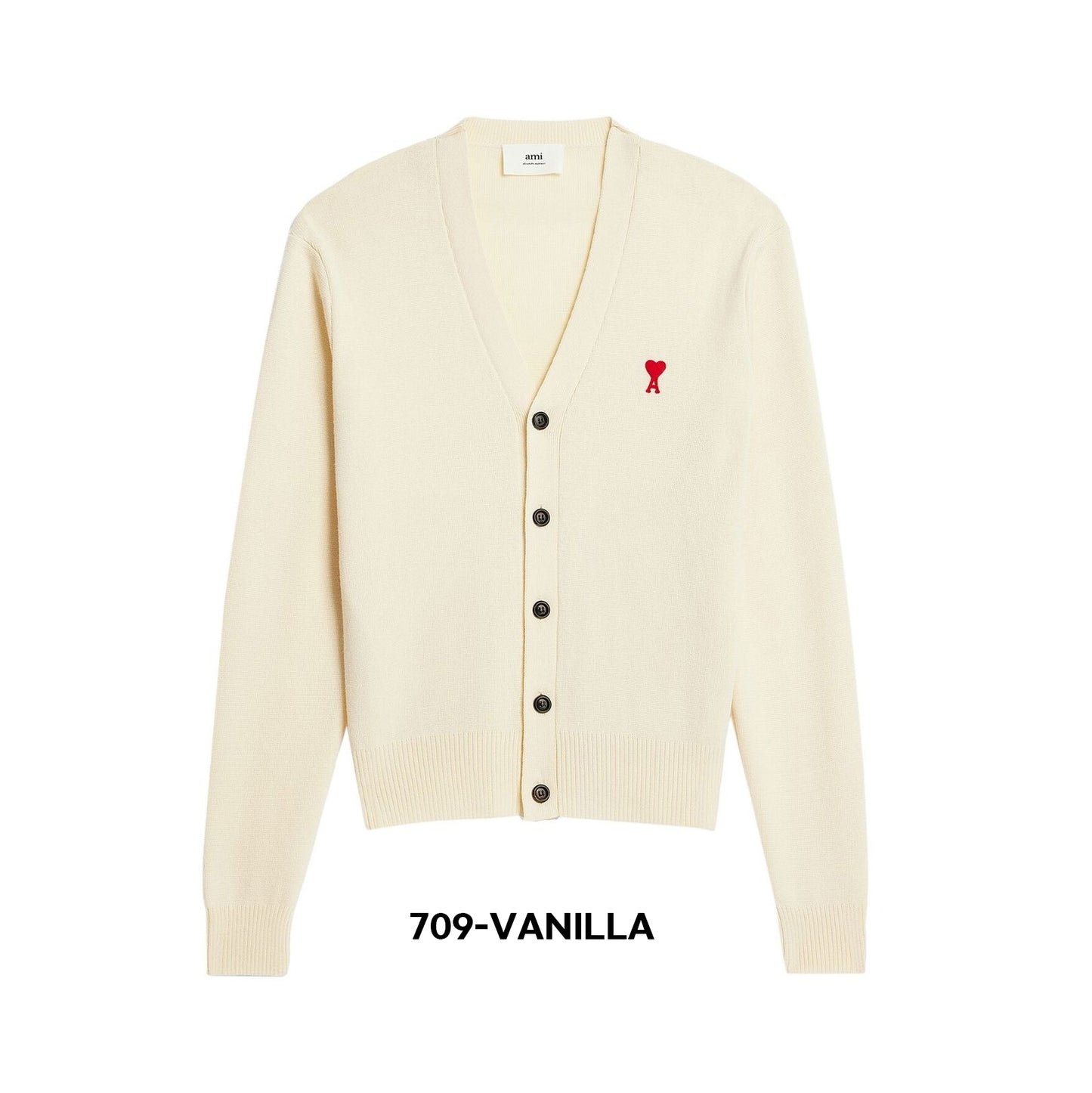 AMI Small Heart Wool Cardigan (HKC001.L001)
