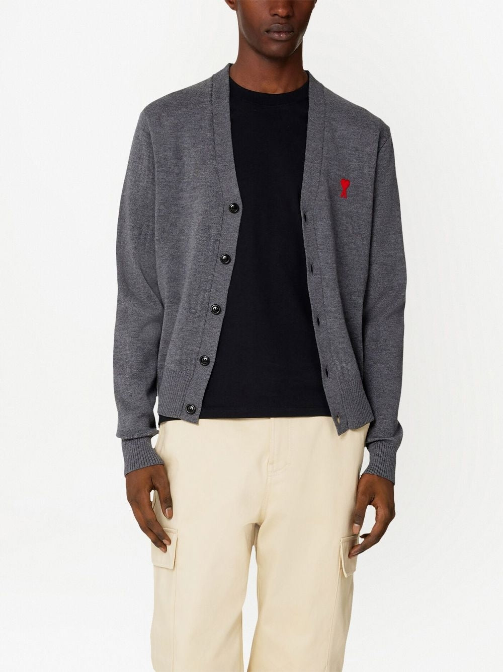 AMI Small Heart Wool Cardigan (HKC001.L001)