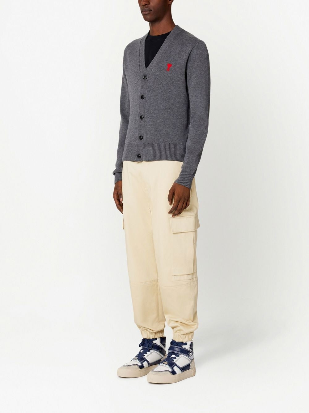 AMI Small Heart Wool Cardigan (HKC001.L001)