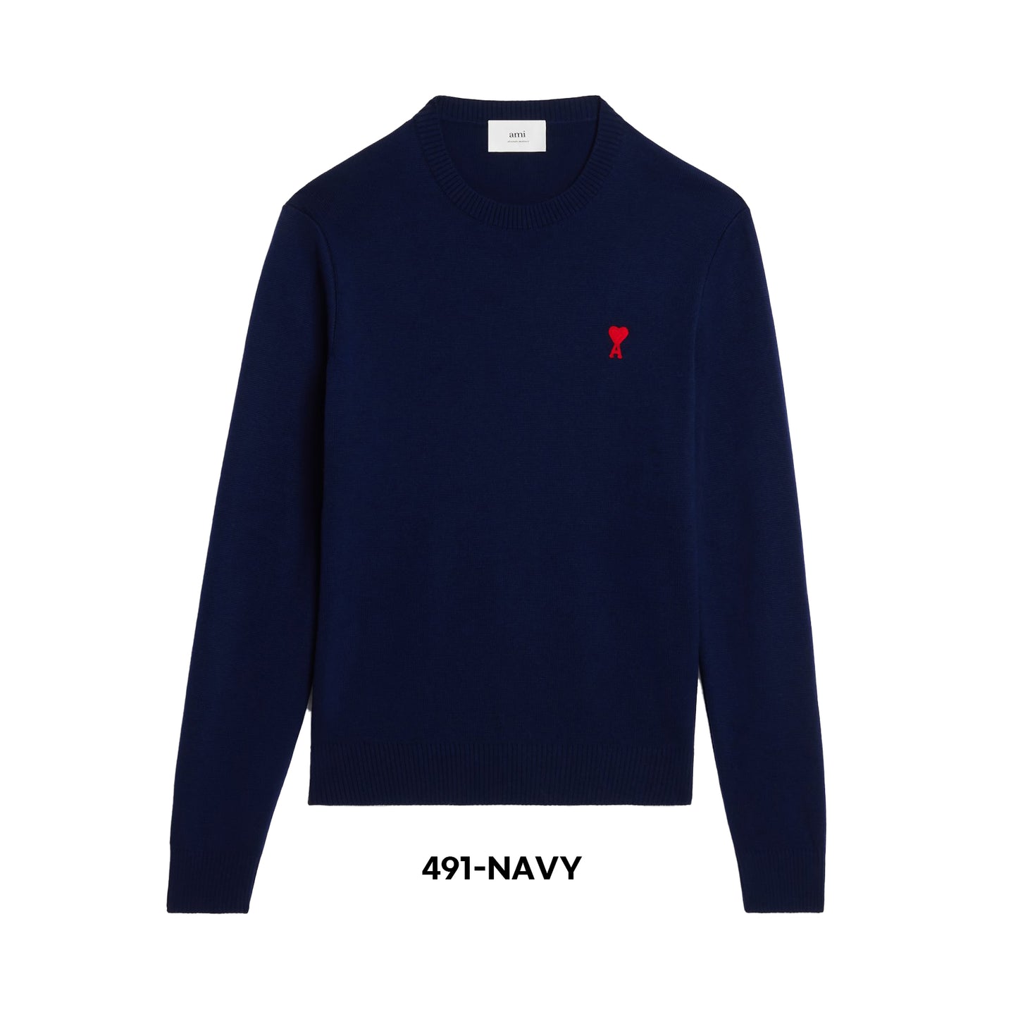 Ami Small Heart Logo Crewneck Sweater (HKS001.001)