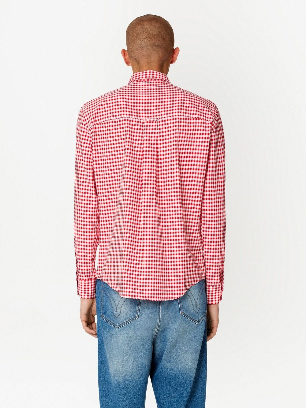 AMI Paris Heart Embroidery Gingham Shirt (HSH113.CO0023)