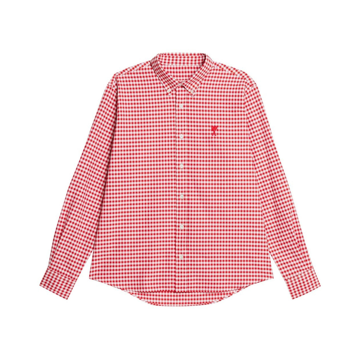 AMI Paris Heart Embroidery Gingham Shirt (HSH113.CO0023)