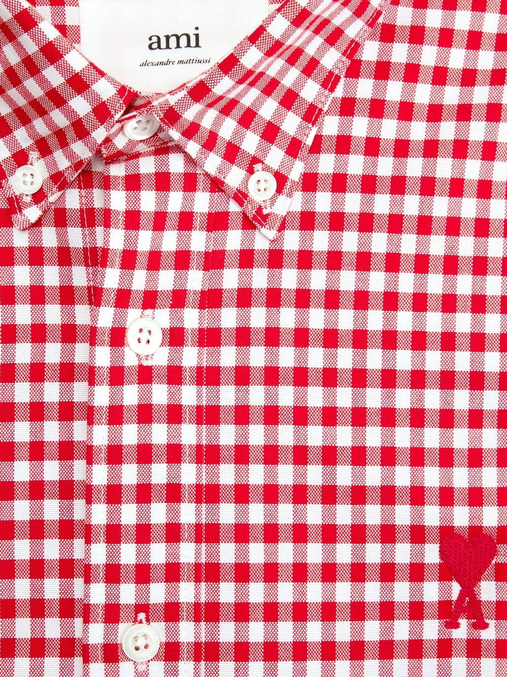 AMI Paris Heart Embroidery Gingham Shirt (HSH113.CO0023)