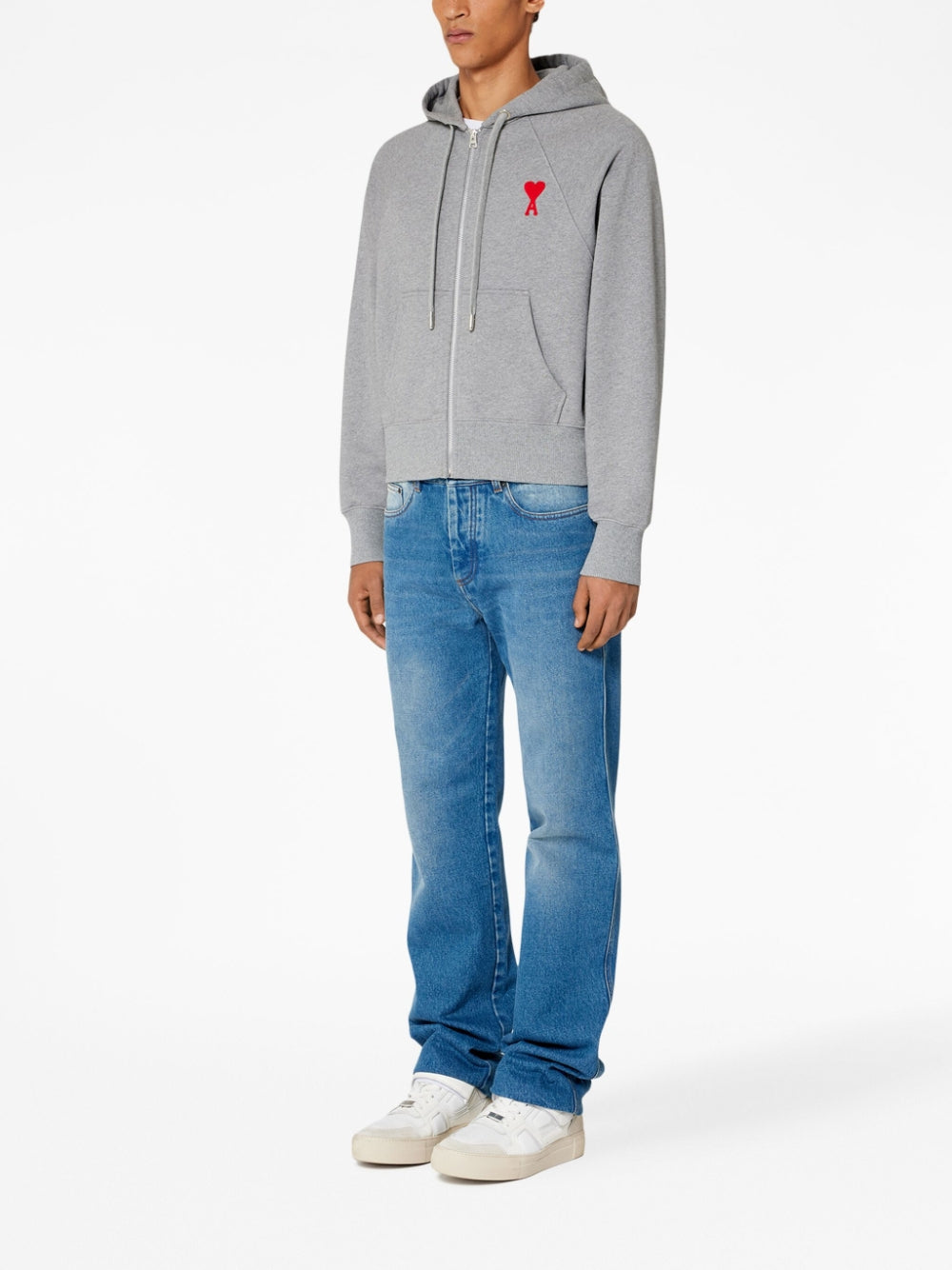 AMI Small Heart Logo Zipped Hoodie (USW404.747)
