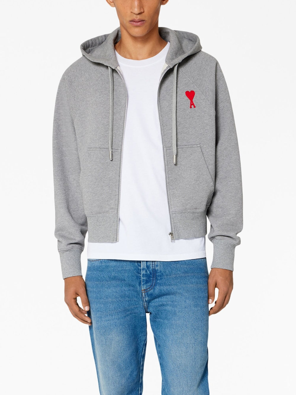 AMI Small Heart Logo Zipped Hoodie (USW404.747)