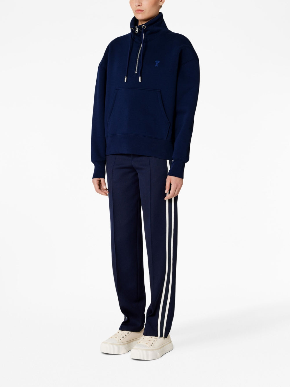 AMI Small Heart Logo Half Zipped Sweatshirt (USW512.740)