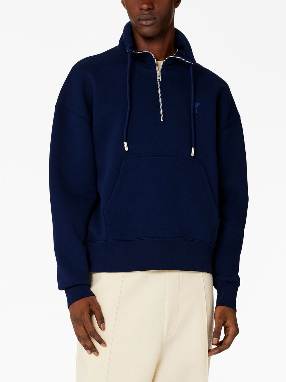 AMI Small Heart Logo Half Zipped Sweatshirt (USW512.740)