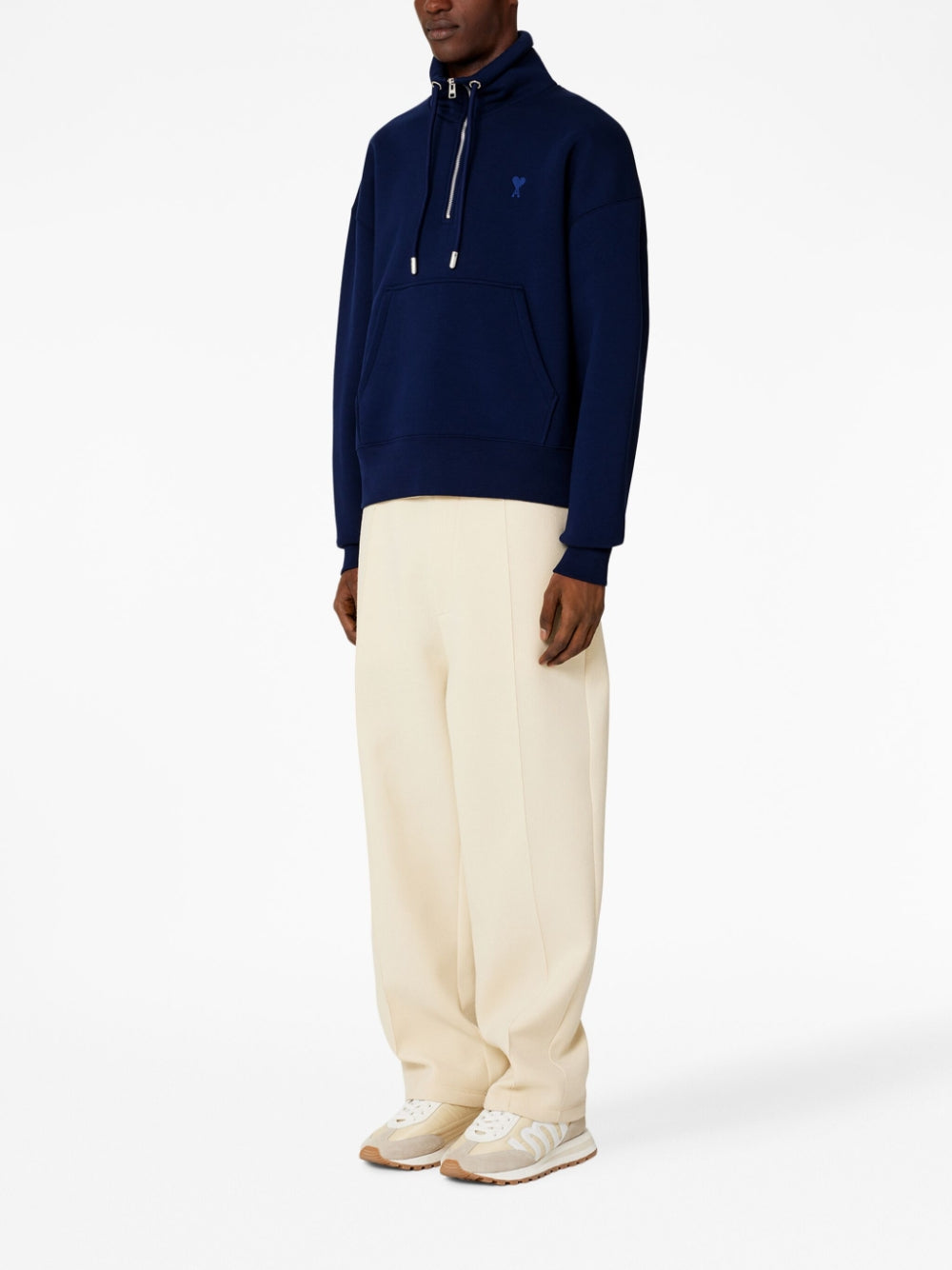 AMI Small Heart Logo Half Zipped Sweatshirt (USW512.740)