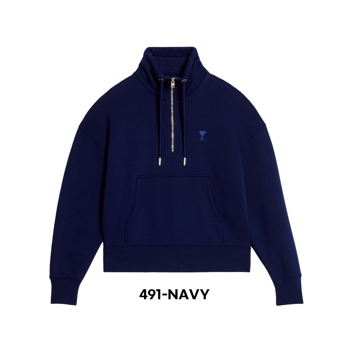 AMI Small Heart Logo Half Zipped Sweatshirt (USW512.740)