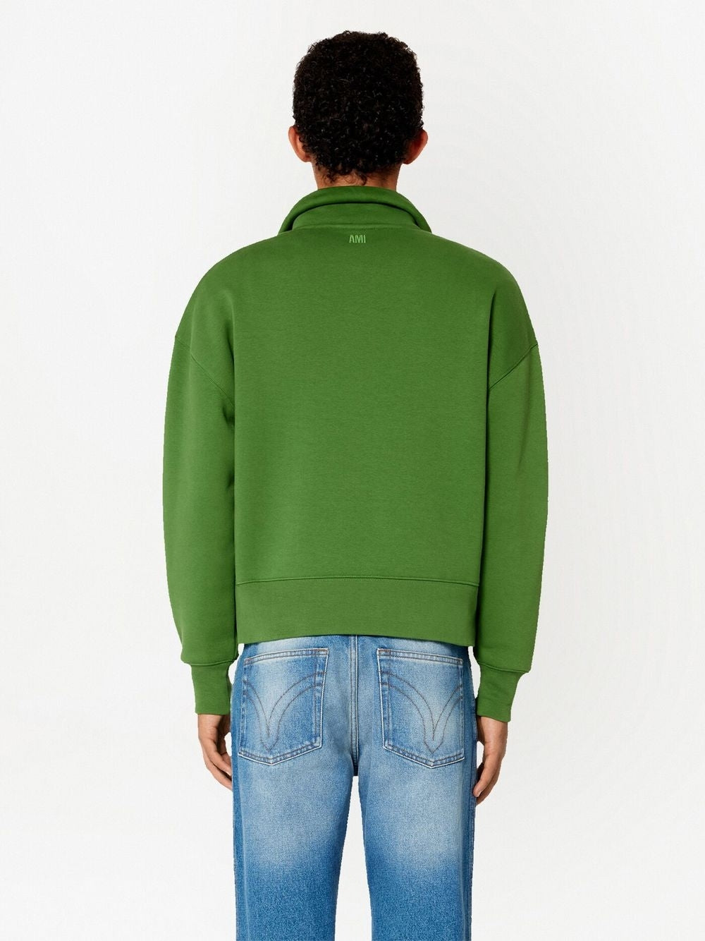 AMI Small Heart Logo Half Zipped Sweatshirt (USW512.740)