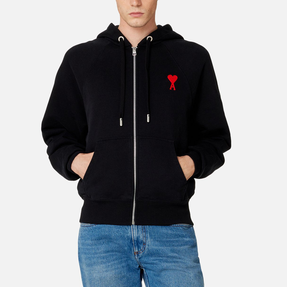 AMI Small Heart Logo Zipped Hoodie (USW404.747)