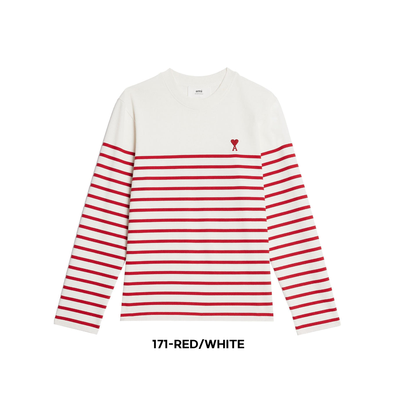 AMI Small Heart Stripe Long Sleeve T-Shirt (UTS300.072)