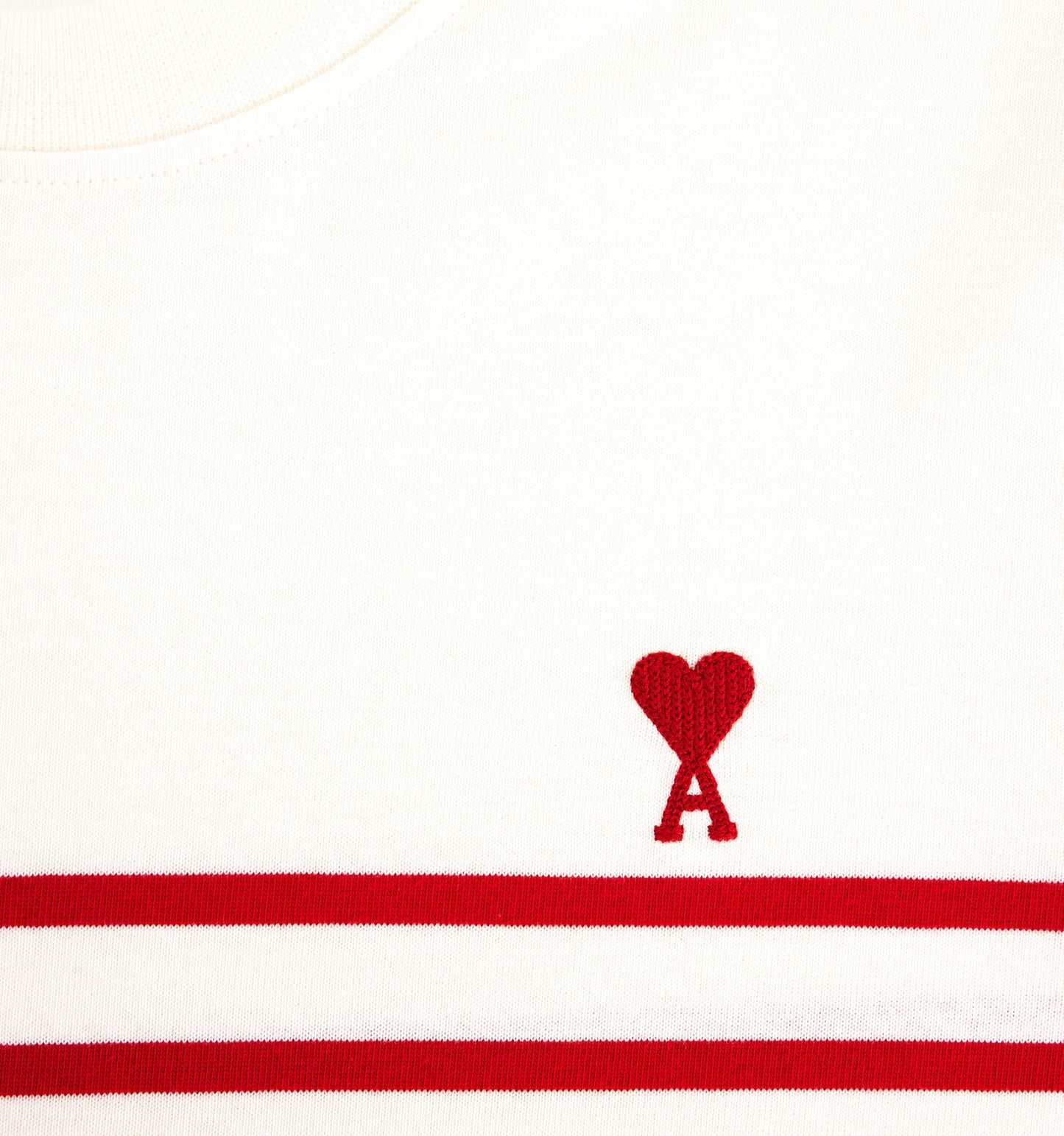 AMI Small Heart Stripe Long Sleeve T-Shirt (UTS300.072)