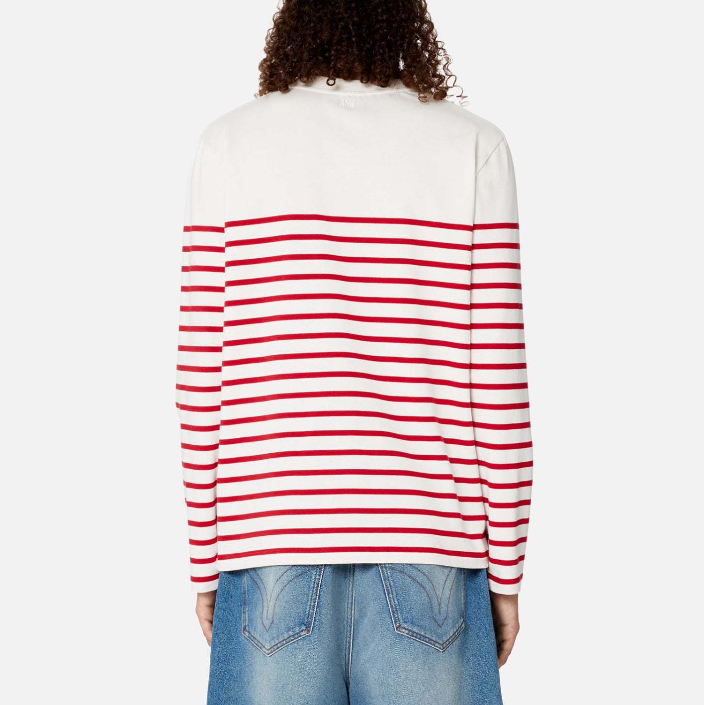 AMI Small Heart Stripe Long Sleeve T-Shirt (UTS300.072)