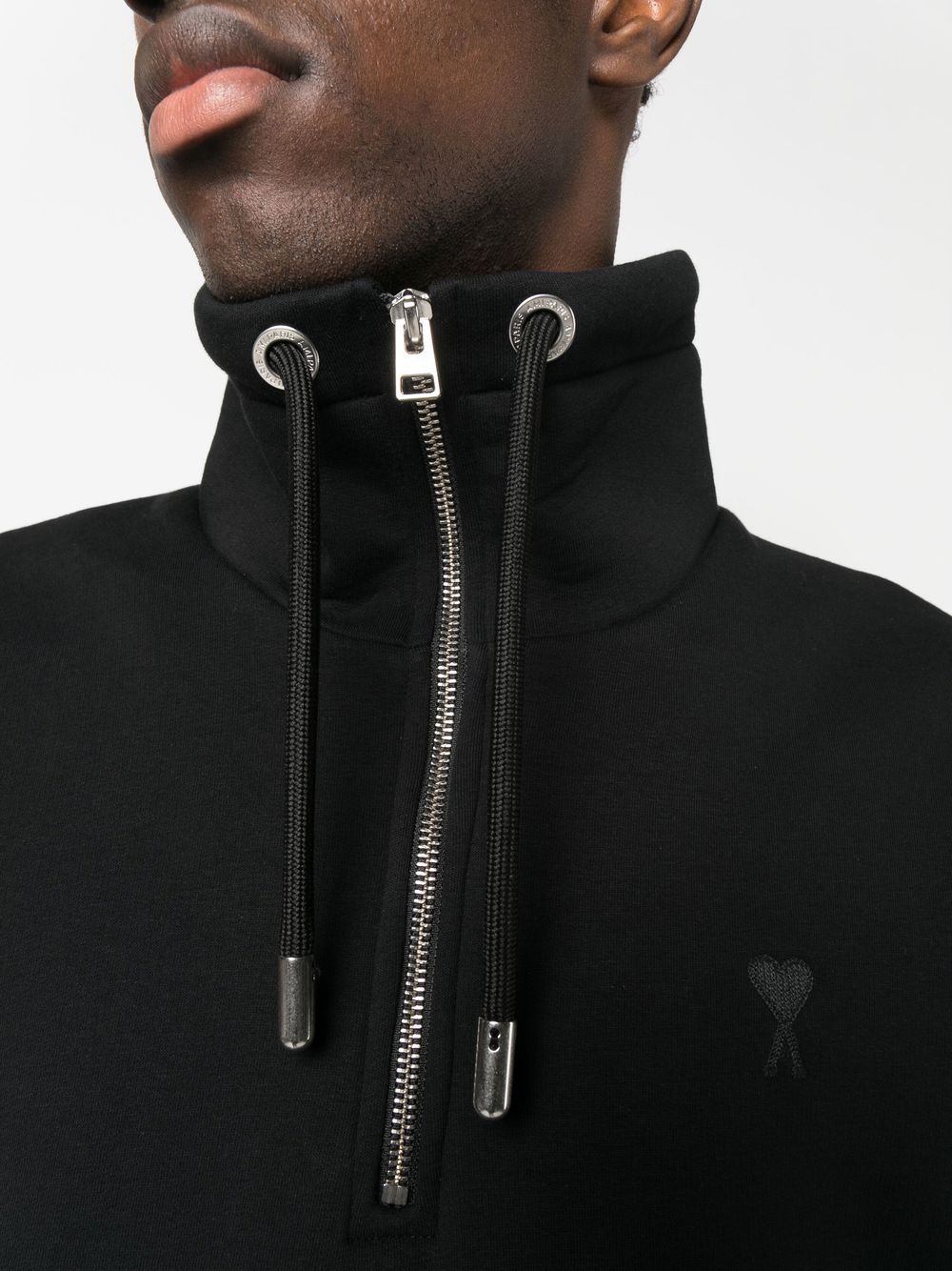 AMI Small Heart Logo Half Zipped Sweatshirt (USW512.740)