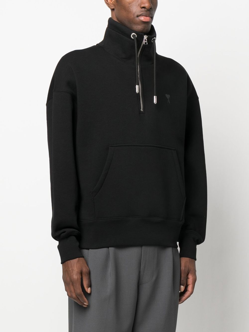 AMI Small Heart Logo Half Zipped Sweatshirt (USW512.740)