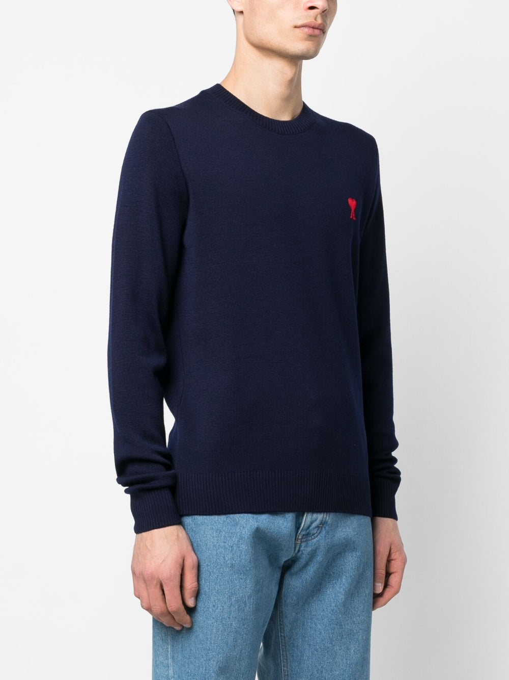 Ami Small Heart Logo Crewneck Sweater (HKS001.001)