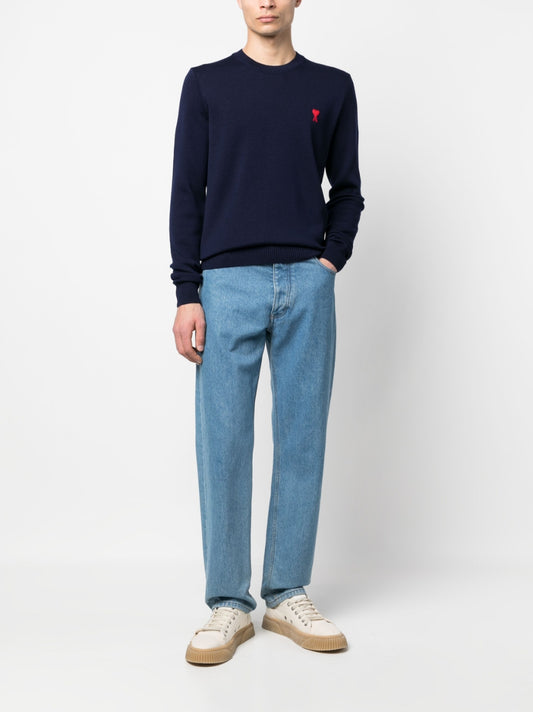 Ami Small Heart Logo Crewneck Sweater (HKS001.001)