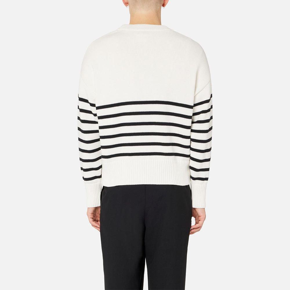 AMI Big Heart Logo Stripe Knit Sweater (E22UKS004.016)