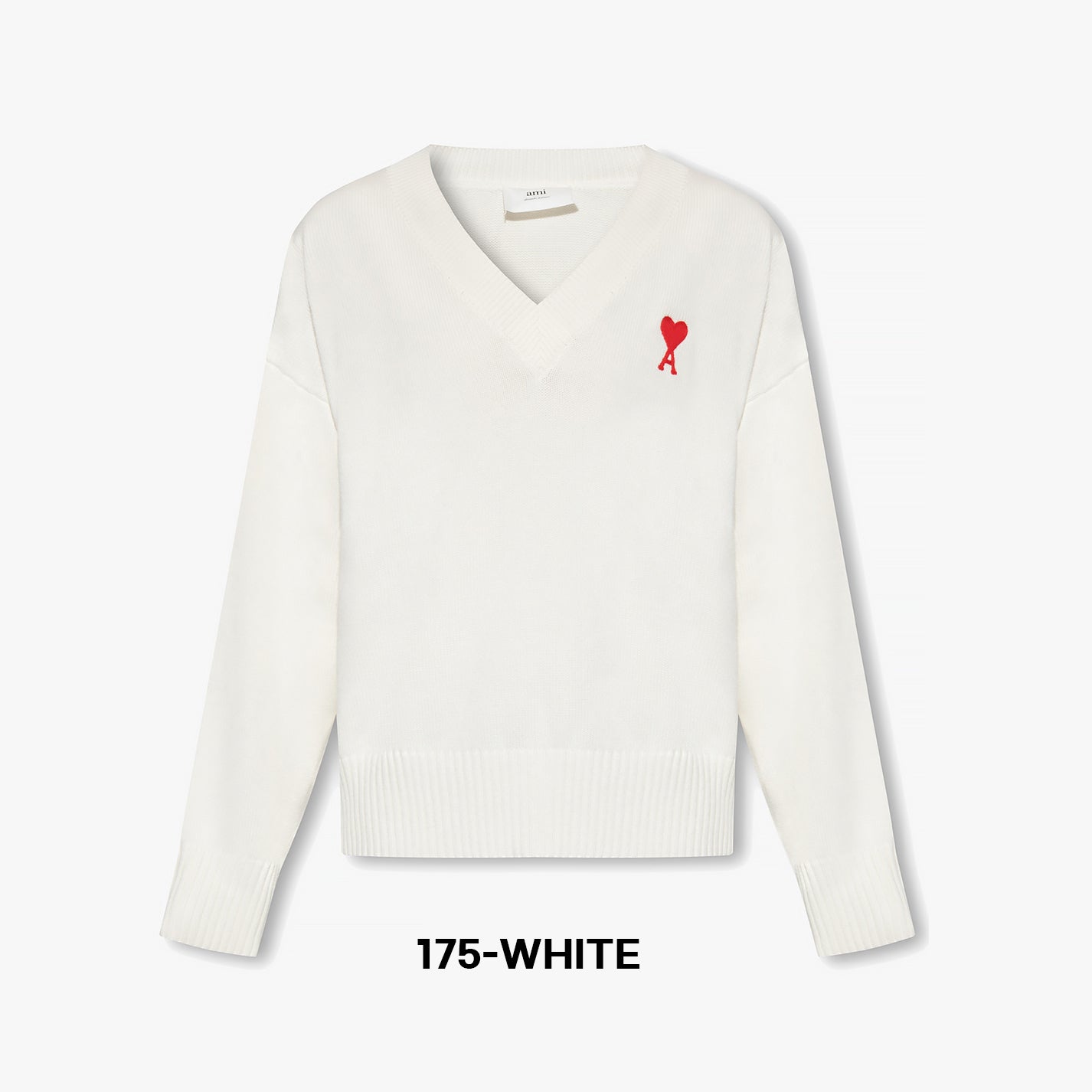 AMI Small Heart Logo V-Neck Knit Sweater (UKS208.016)