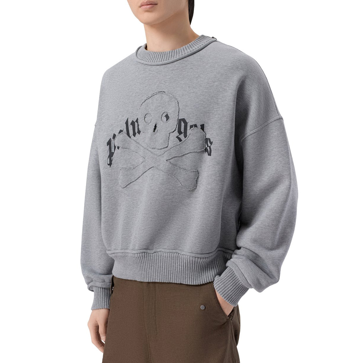 Palm Angels Skull Embroidery Loose Crew PMBA08MS26FLE001