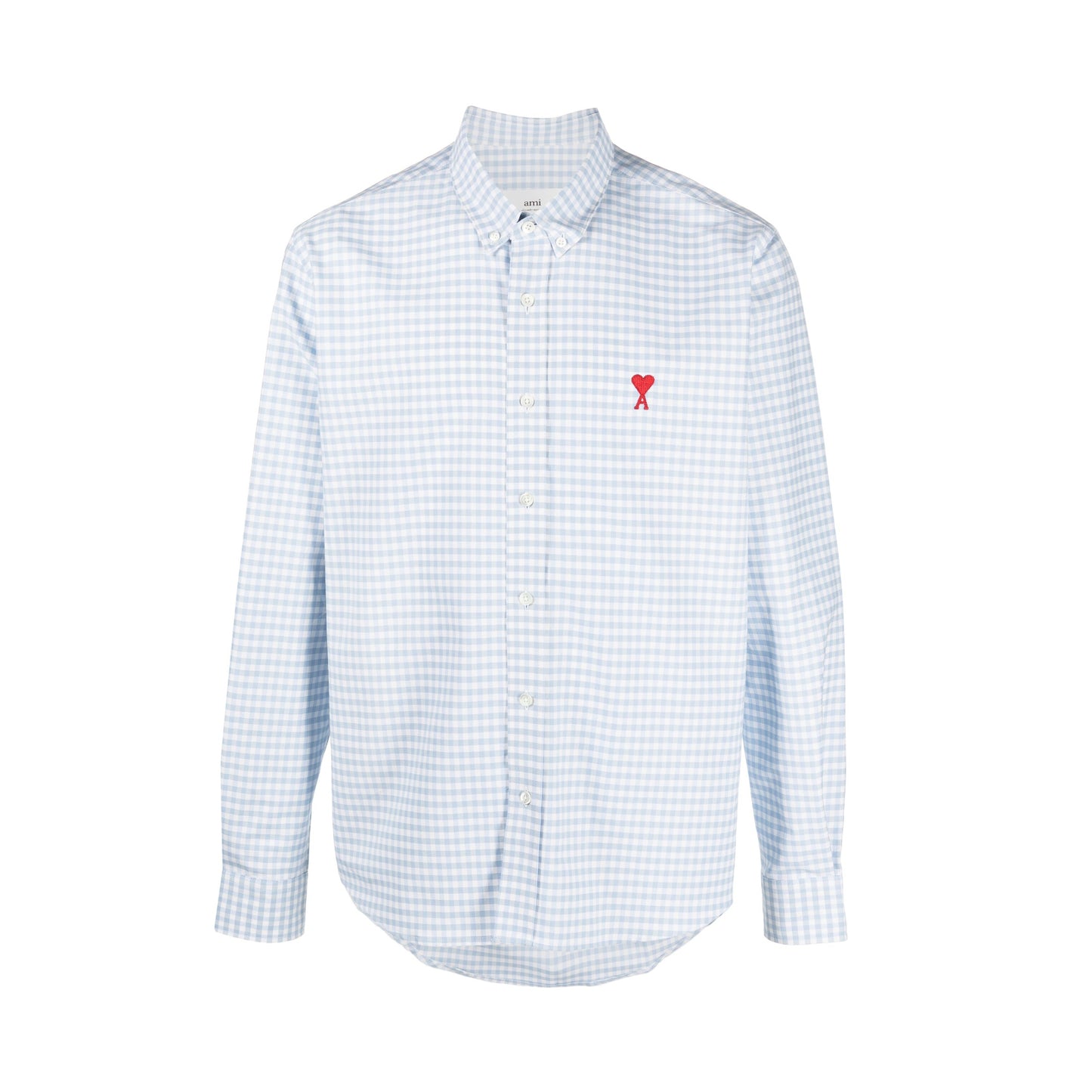 AMI Paris Heart Embroidery Gingham Shirt (HSH113.CO0023)