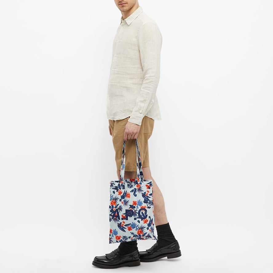 A.P.C. Lou Tote Bag (COEUK-M61442, Khaki Hawaiian Print)
