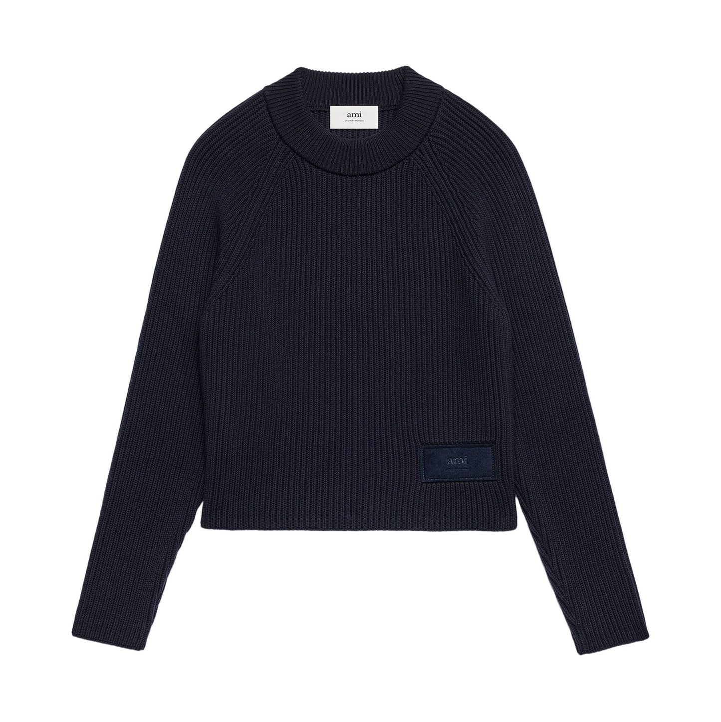 AMI Paris Ribbed Wool Patch Logo Sweater (FKS024.KN0031)