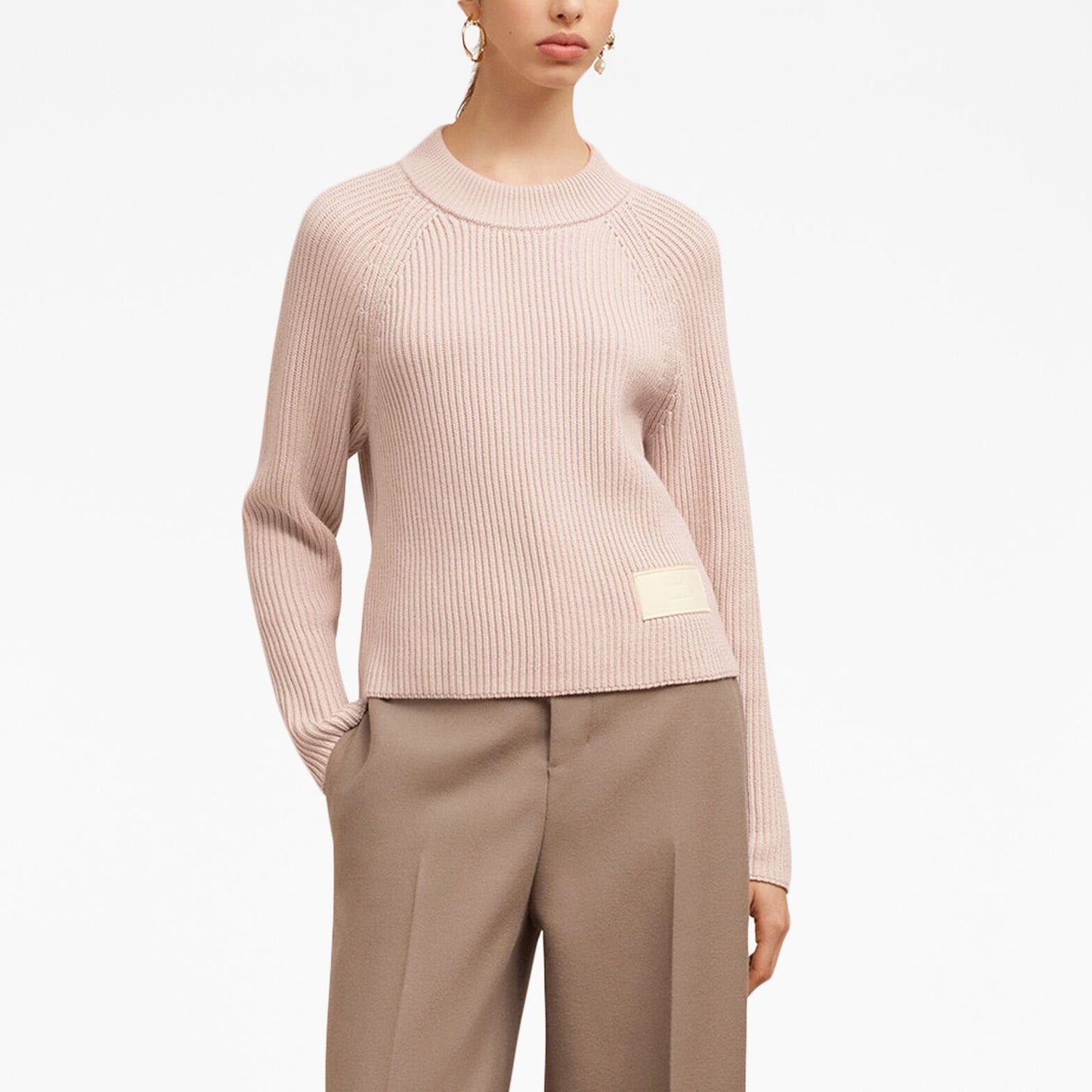 AMI Paris Ribbed Wool Patch Logo Sweater (FKS024.KN0031)