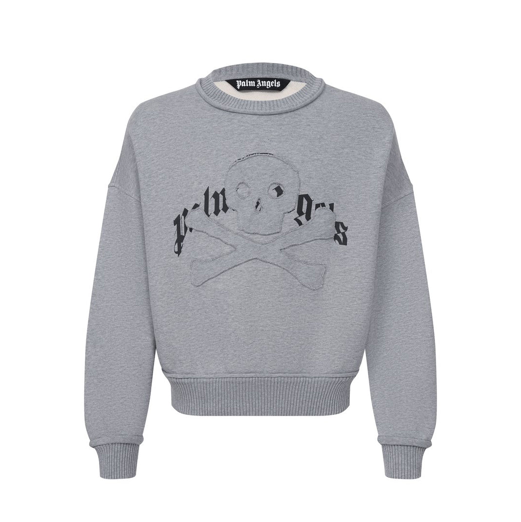 Palm Angels Skull Embroidery Loose Crew PMBA08MS26FLE001