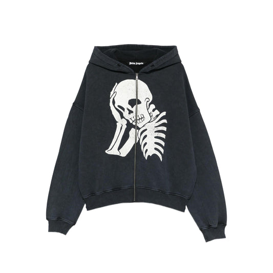 Palm Angels Skull Zipped Loose Hoodie PMBE02AS26FLE005