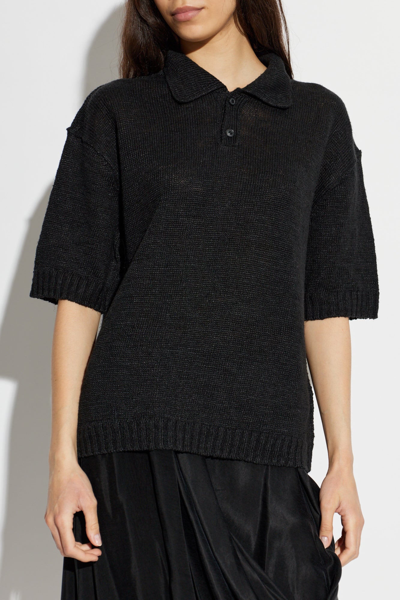 Maison Margiela Hemp Knit Polo S51GL0055 M13099 900 (Women’s Black)