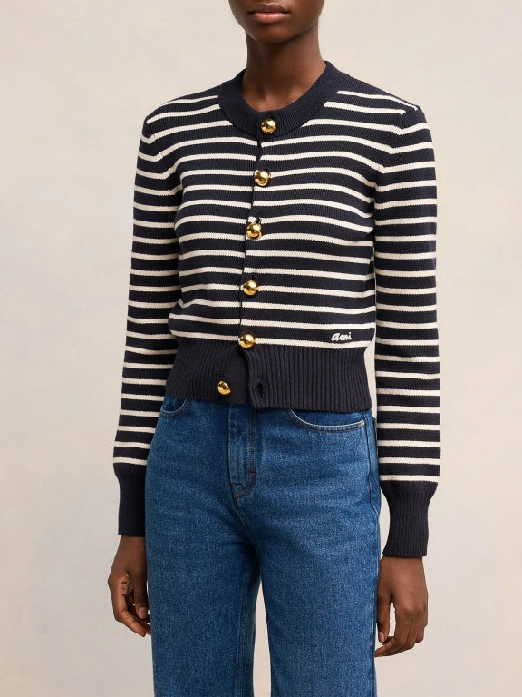 AMI Striped Sailor Cardigan (FKC039.KN0061)