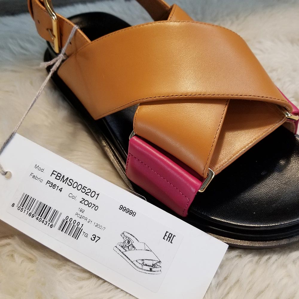 Marni Fussbett Leather Cross-Strap Sandals (FBMS005201 P3614)