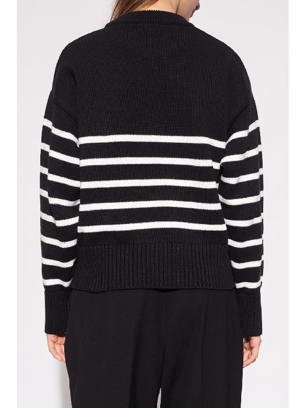 AMI Big Heart Logo Stripe Knit Sweater (E22UKS004.016)