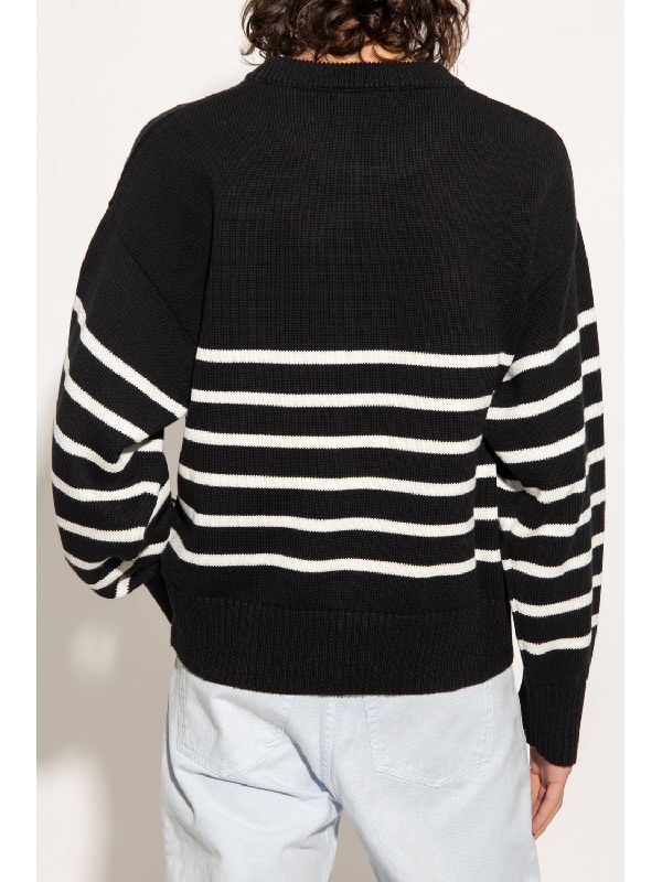 AMI Big Heart Logo Stripe Knit Sweater (E22UKS004.016)