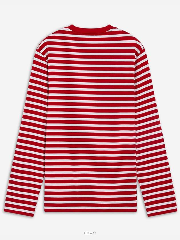 Maison Kitsuné Tricolor Fox Patch Striped Long Sleeve Tee (FU00115KJ0044)