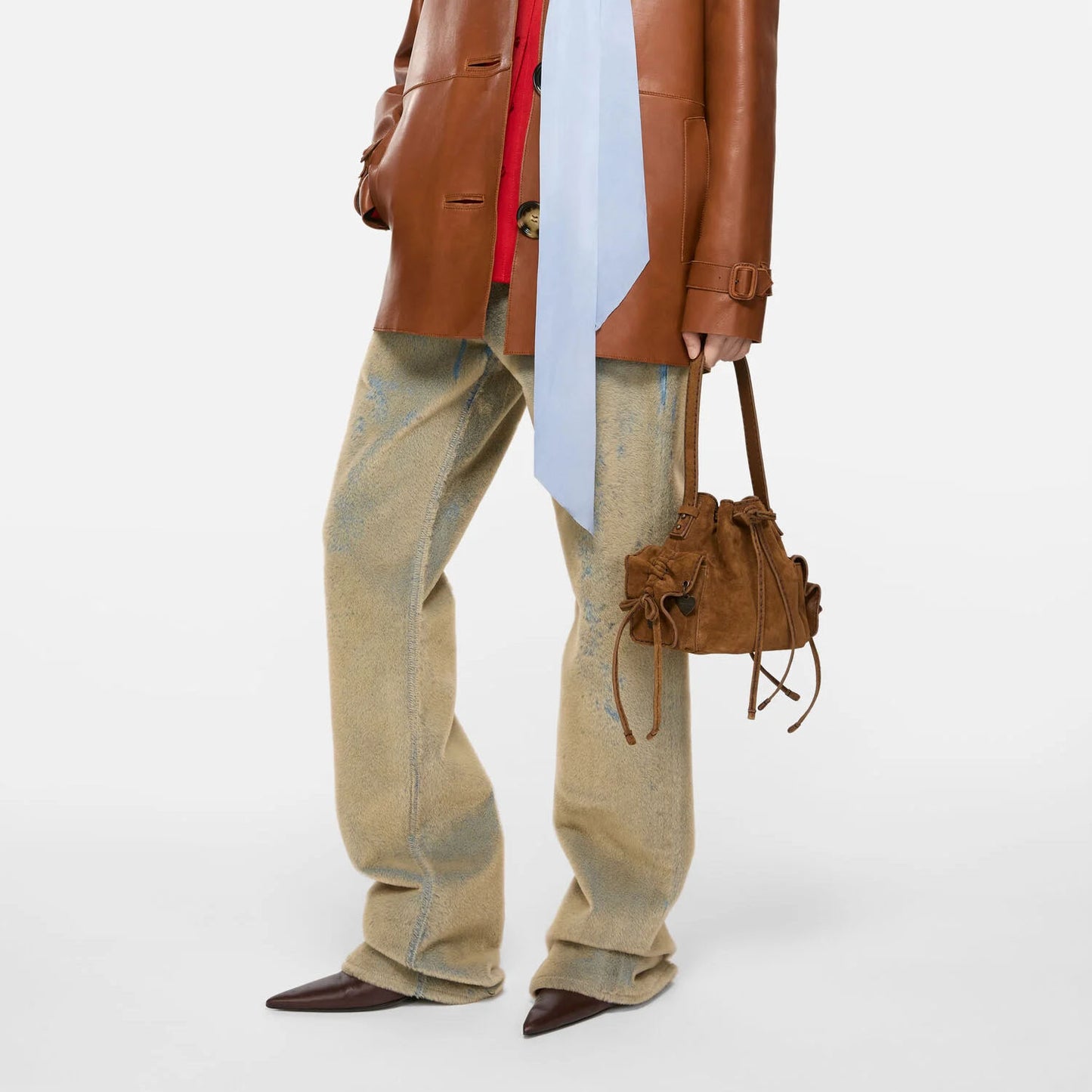 Acne Studios Suede Multi Pocket Mini Bucket Bag (A10458)