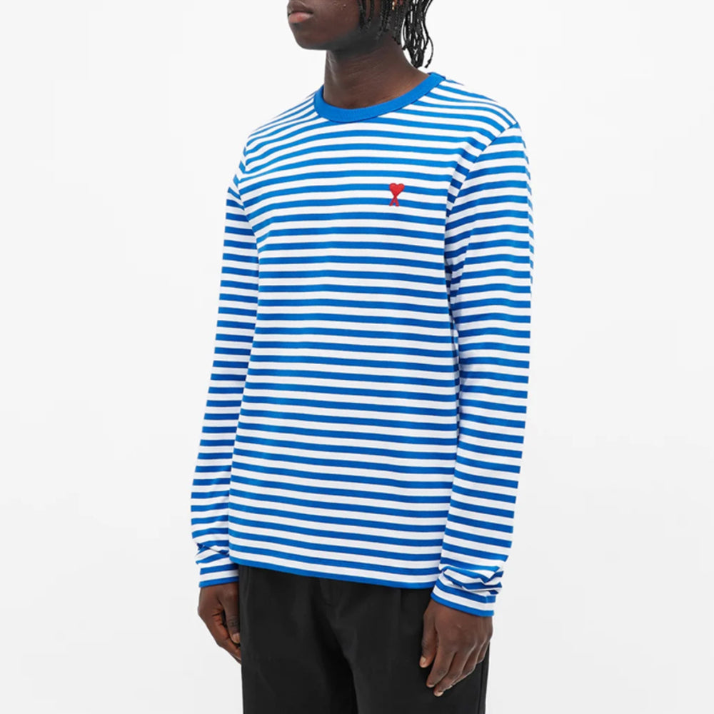 AMI Paris AMI de Coeur Marinière Long Sleeve T-Shirt (A21HJ106.72)