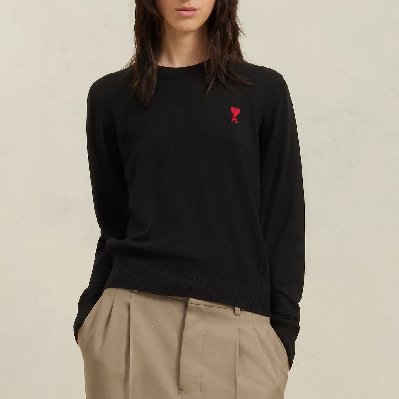AMI Small Heart Logo Knit Sweater (BFFKS111.KN0025)