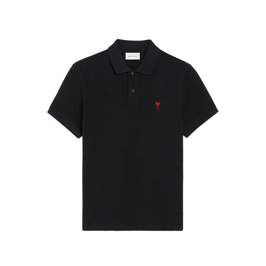 AMI Paris Red Ami de Coeur Polo Shirt BFUPL001.760 Black