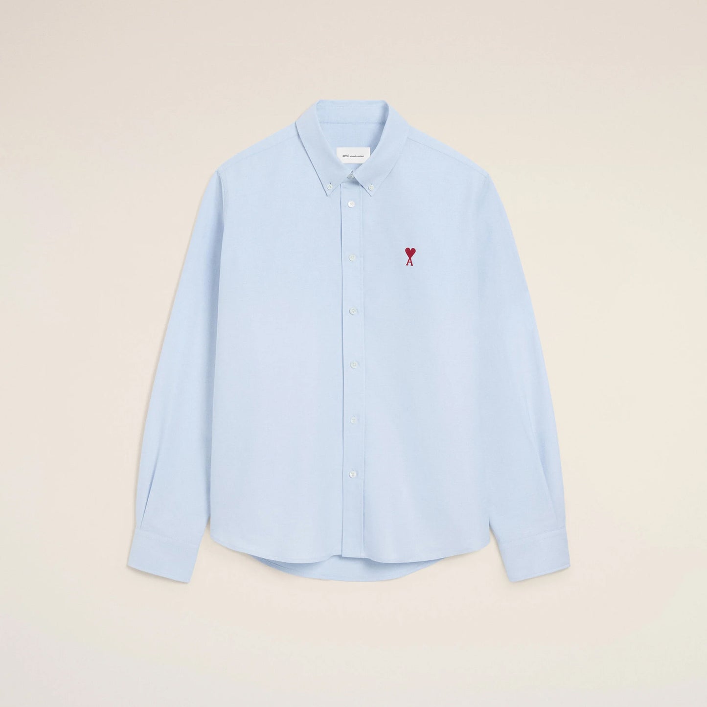AMI Paris Classic Button Down Shirt with Ami de Coeur Embroidery BFUSH063.CO0031