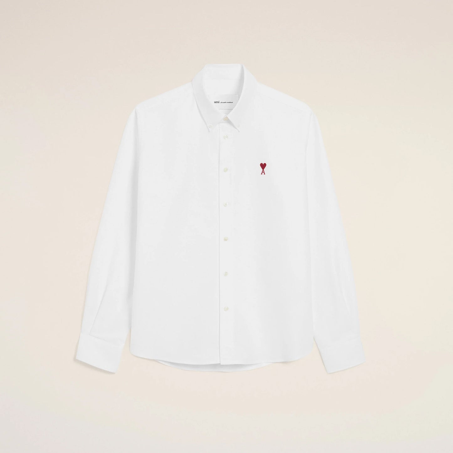 AMI Paris Classic Button Down Shirt with Ami de Coeur Embroidery BFUSH063.CO0031