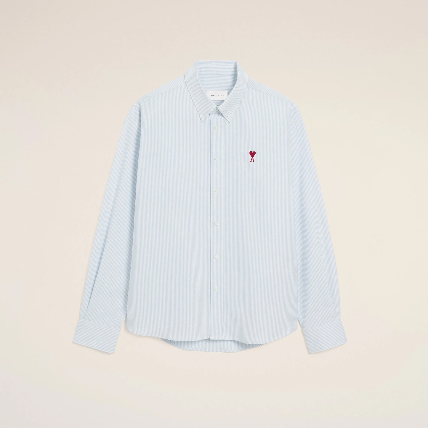 AMI Paris Classic Button Down Shirt with Ami de Coeur Embroidery BFUSH063.CO0087