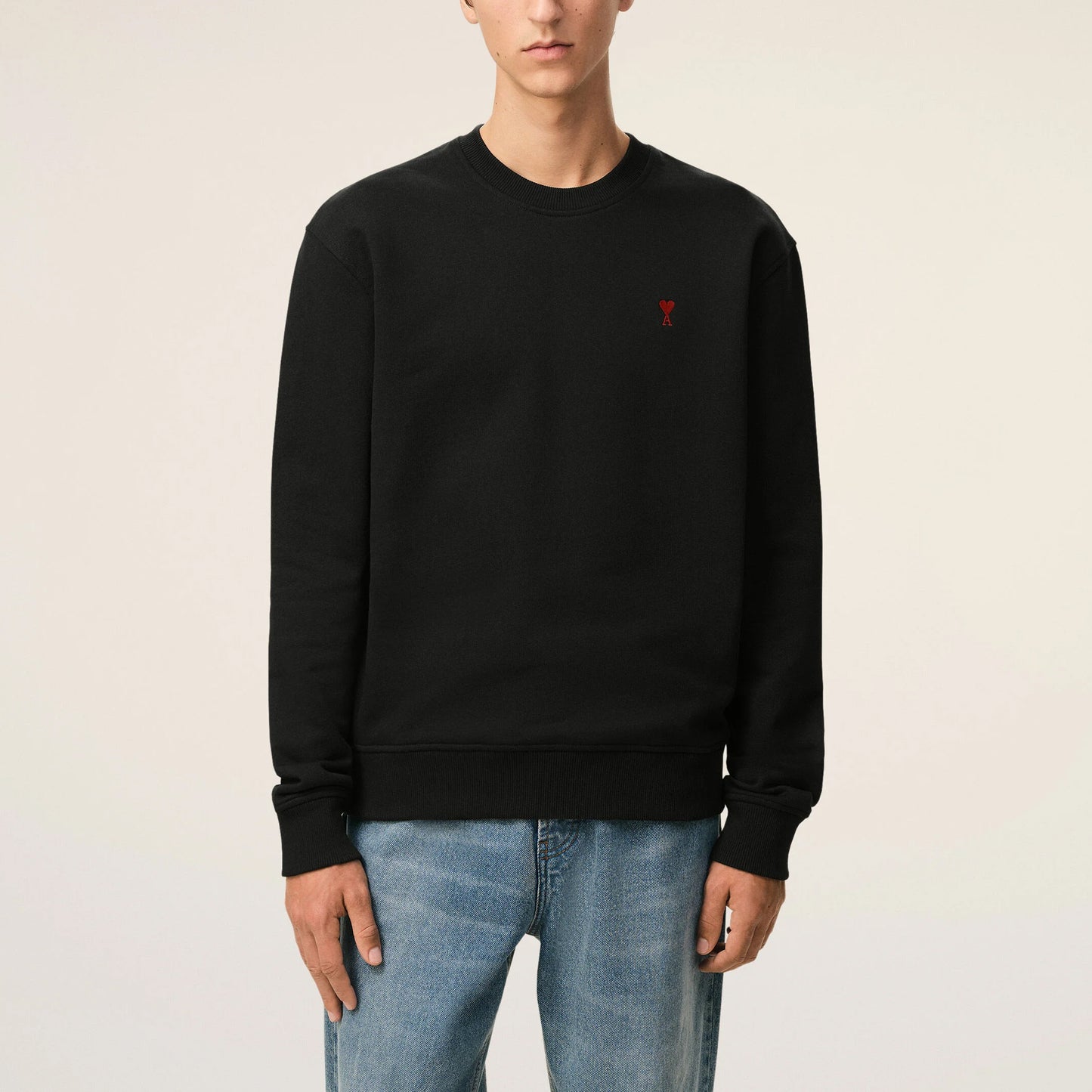 AMI Paris Quota Red Ami de Coeur Sweatshirt BFUSW035.730 Grey