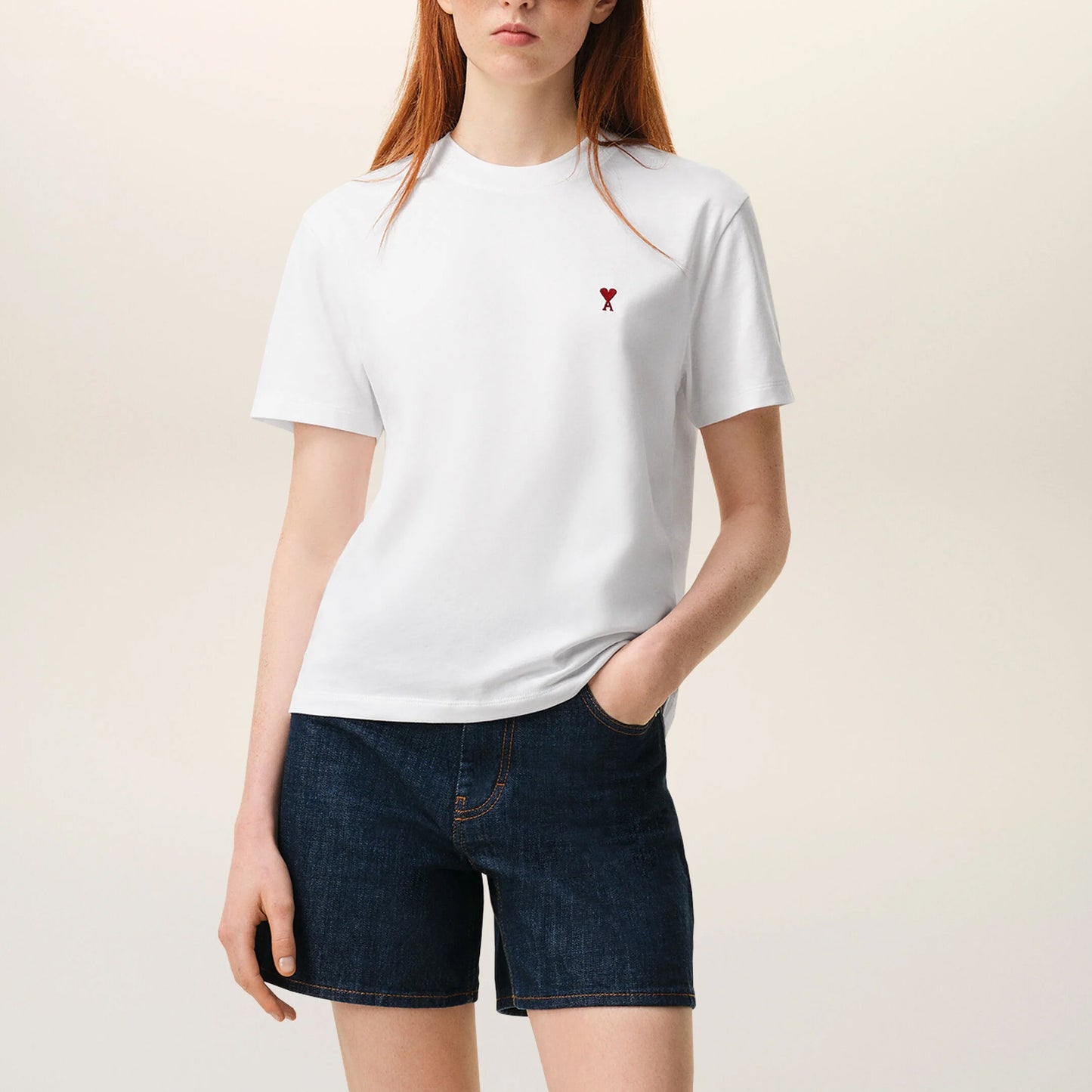 AMI Paris Red Ami de Coeur T-Shirt BFUTS035.724 Navy