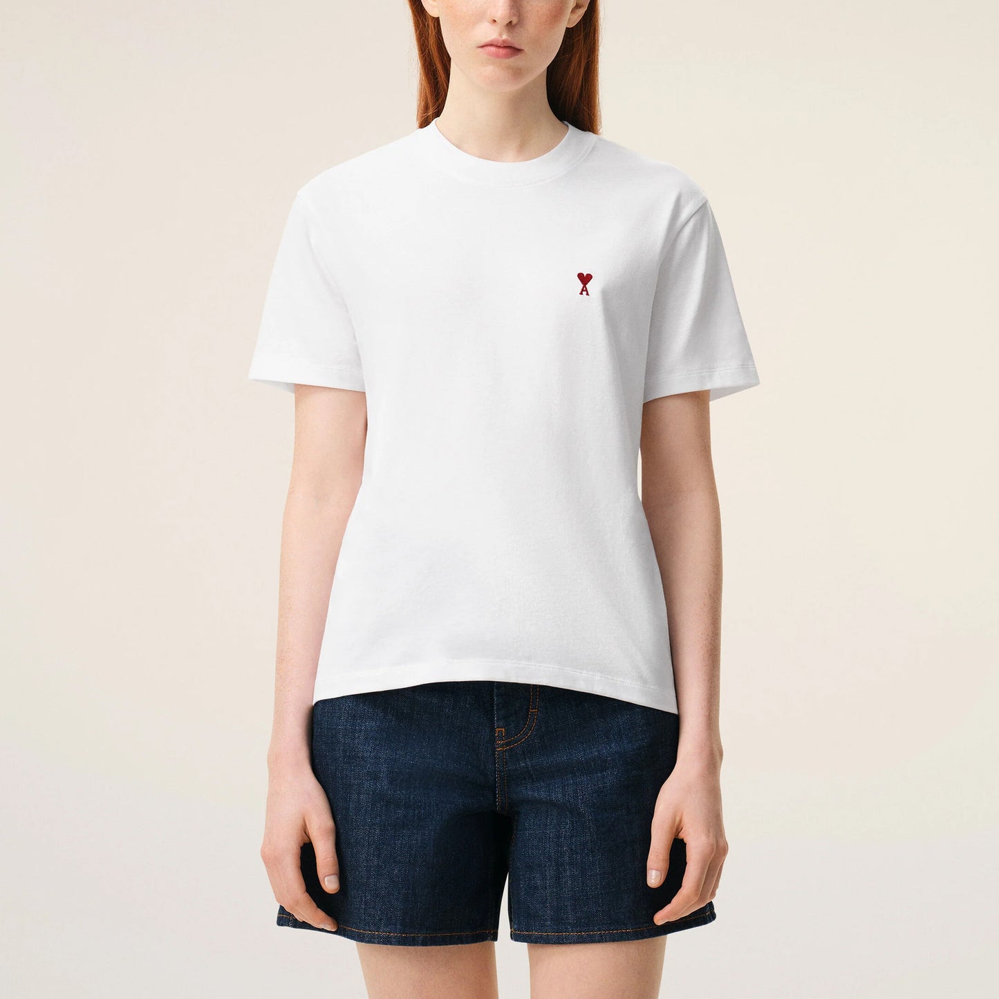 AMI Paris Red Ami de Coeur T-Shirt BFUTS035.724 Navy