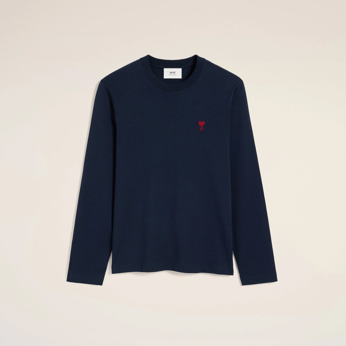 AMI Paris Red Ami de Coeur Long Sleeve T-Shirt BFUTS235.724 Navy