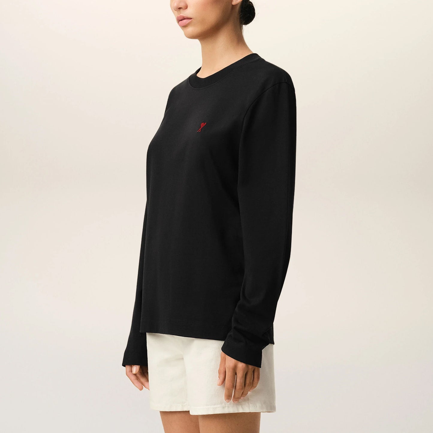 AMI Paris Red Ami de Coeur Long Sleeve T-Shirt BFUTS235.724 Navy