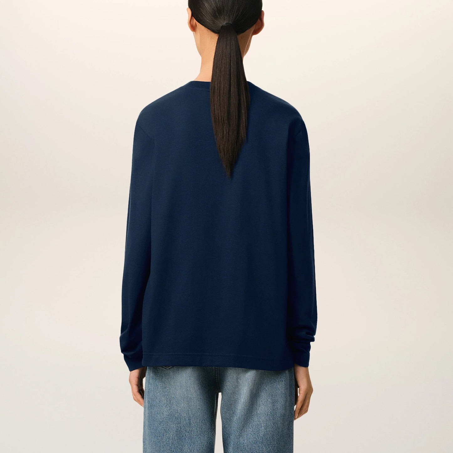 AMI Paris Red Ami de Coeur Long Sleeve T-Shirt BFUTS235.724 Navy